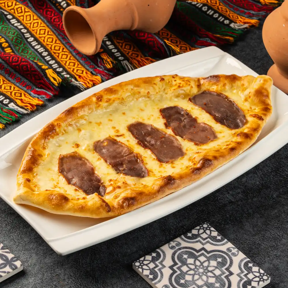 CHEESE PIDE WITH BASTURMA